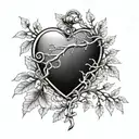 the branch and heart shaped locket tattoo design idea