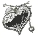 the branch and heart shaped locket tattoo design idea