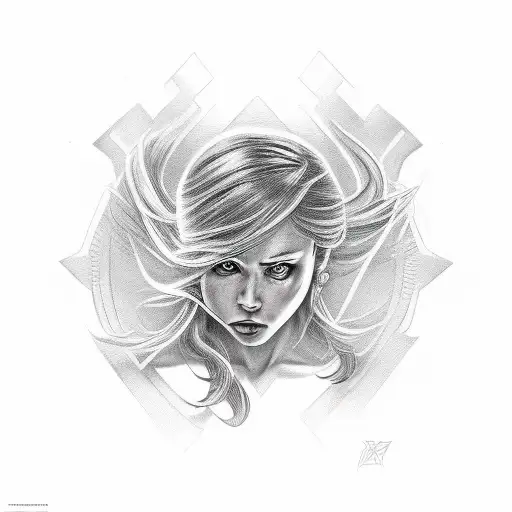 female super heros fighing tattoo design idea