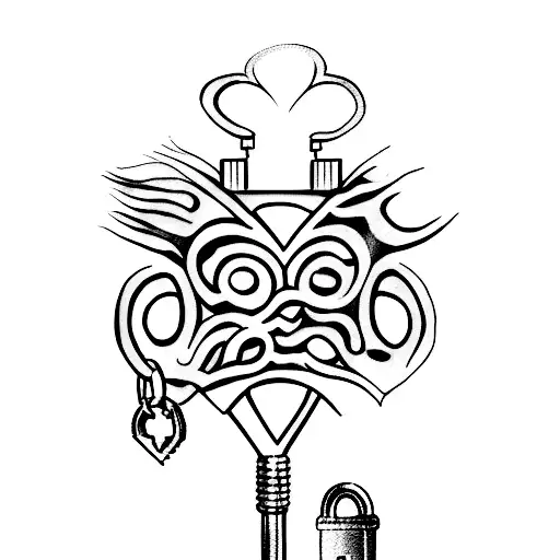 Lock and key tattoo design idea
