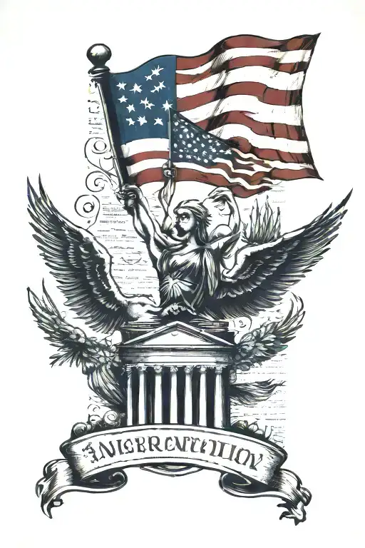 American flag with constitution inside tattoo design idea