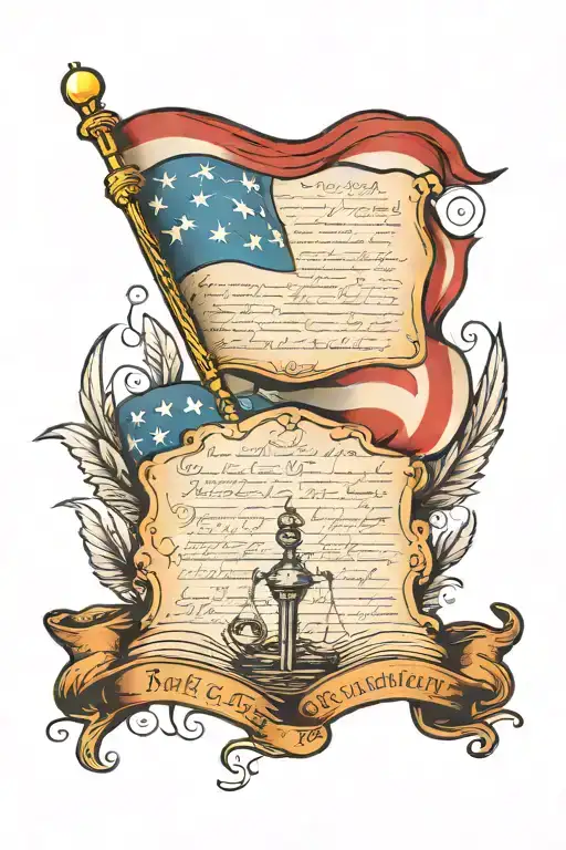 American flag with constitution inside tattoo design idea