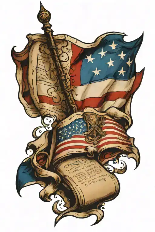American flag with constitution inside tattoo design idea