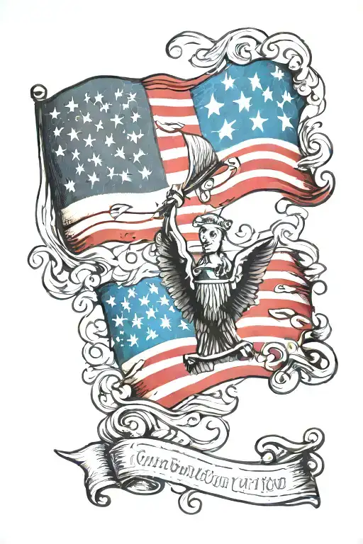 American flag with constitution inside tattoo design idea