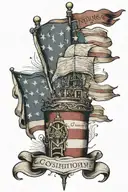American flag with constitution inside tattoo design idea