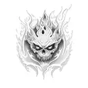 A flaming fireball with intricate details and shading tattoo design idea