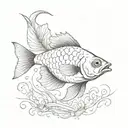 fish etching tattoo design idea