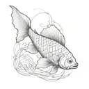 fish etching tattoo design idea
