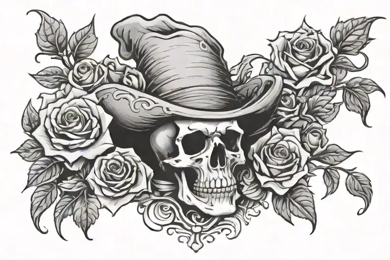 death discworld with gothic roses tattoo design idea