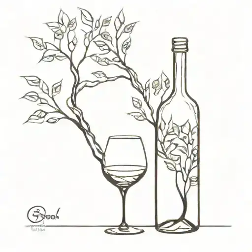 wine glass bottle tree grain patterns tattoo design idea