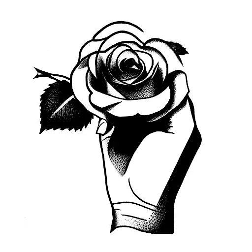 hand taking rose tattoo design idea
