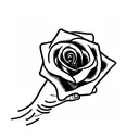 hand taking rose tattoo design idea