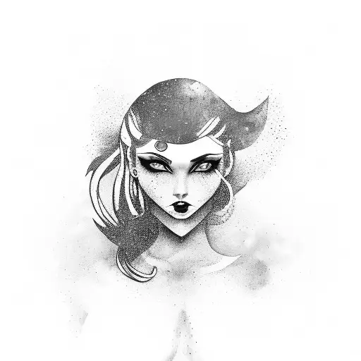 A daring depiction of a woman taking risks with a vibrant soul tattoo design idea