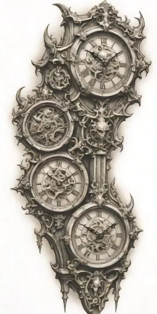 cathedral demons clocks tattoo design idea