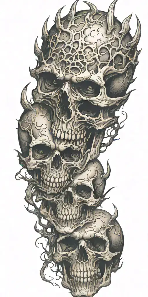 demons and skulls tattoo design idea