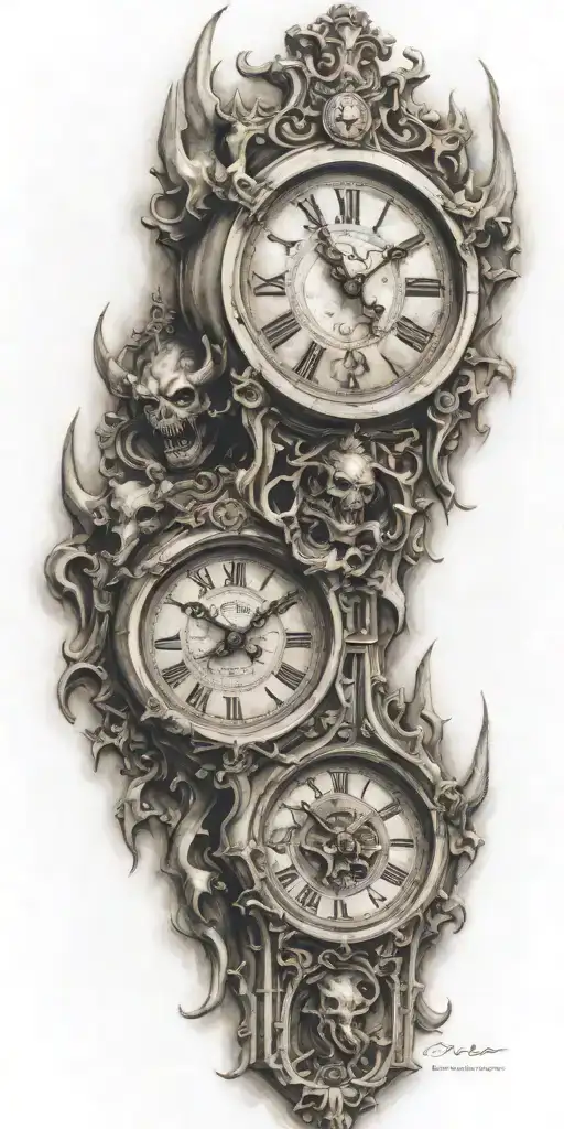 cathedral demons clocks tattoo design idea