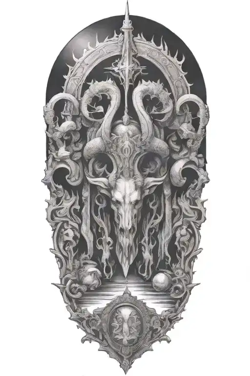 ram demon summoning tattoo design idea