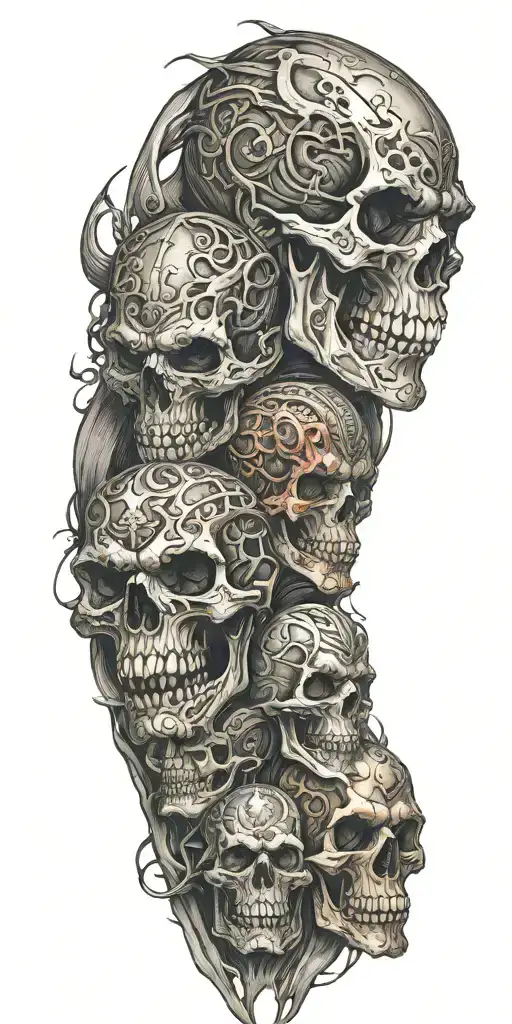 demons and skulls tattoo design idea