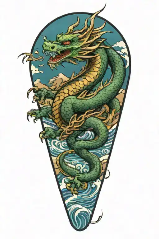 mountain dragon wrapped tattoo design idea