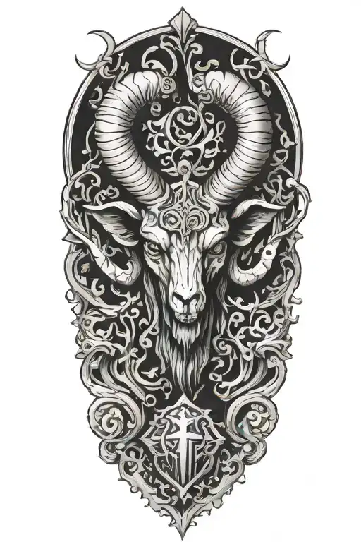 ram demon summoning tattoo design idea