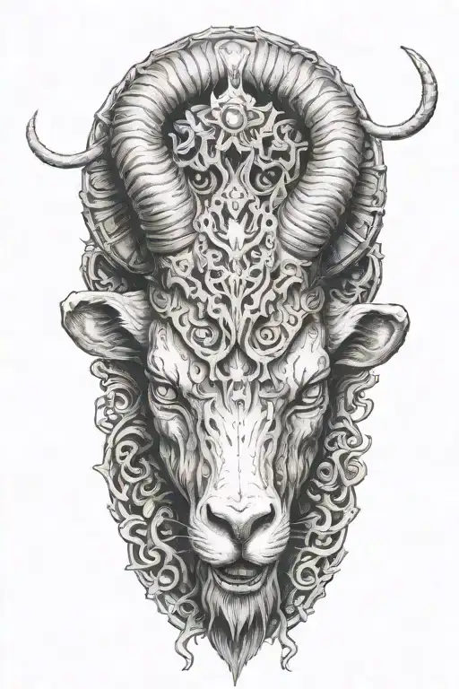 ram demon summoning tattoo design idea