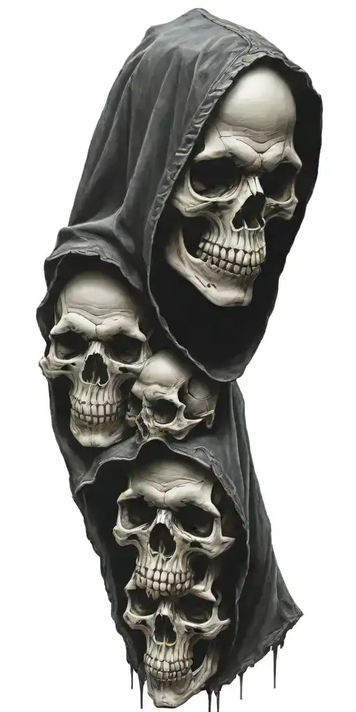 demonic skulls in hoods tattoo design idea