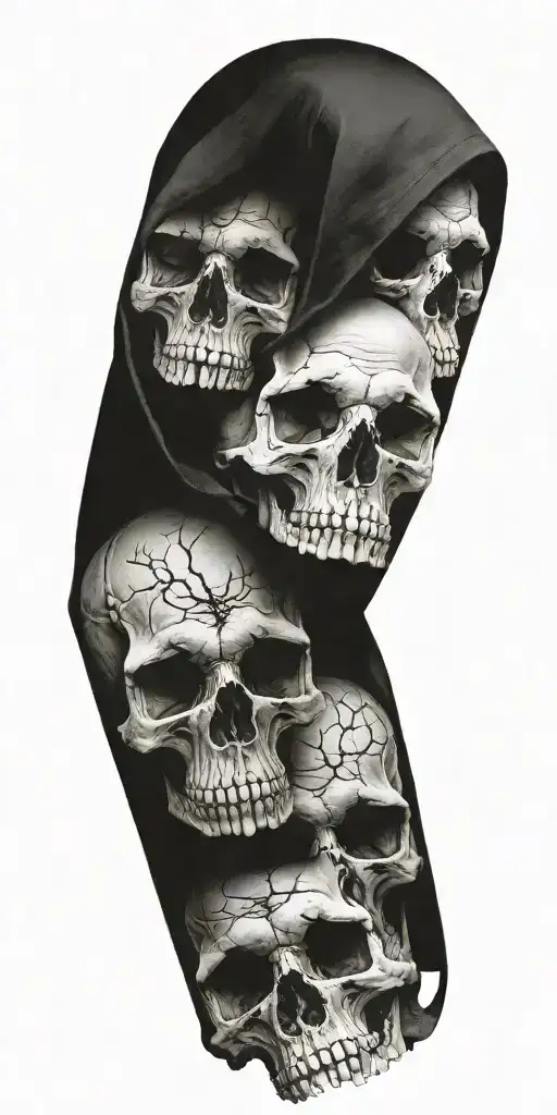demonic skulls in hoods realistic tattoo design idea