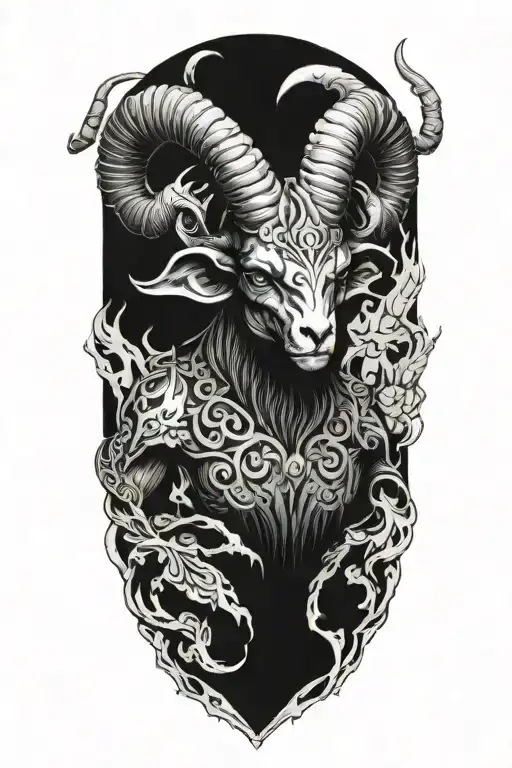 ram demon summoning tattoo design idea