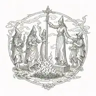 witches burning at the stake in medieval Europe tattoo design idea