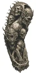 demons trapped in a cathedral realism tattoo design idea