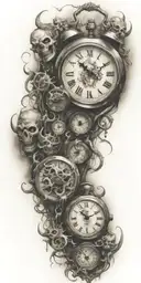 demons trapped with clocks tattoo design idea