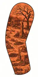 graveyard scene tattoo design idea