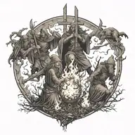 witches burning at the stake in medieval Europe tattoo design idea