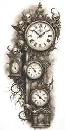 graveyard with demons and clocks tattoo design idea