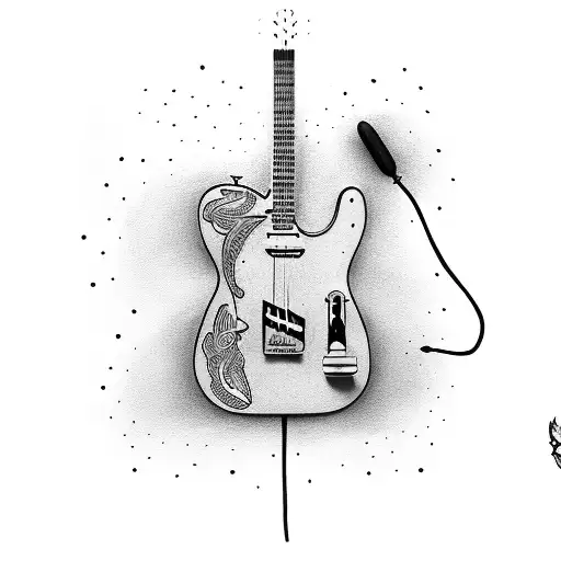 Minimalist Telecaster with Microphone tattoo design idea