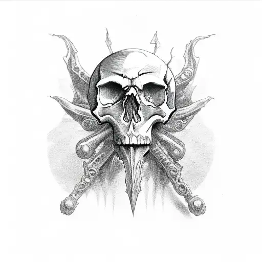 skull demon tattoo stencil
