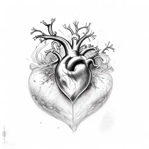 heart on fire tattoo design idea