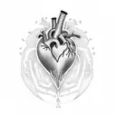 heart on fire tattoo design idea