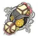softball  tattoo design idea