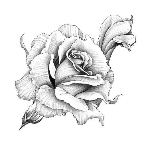 auge mit rose, die iris soll von einer hand festgehalten werden, die iris ist Zersplittert tattoo design idea