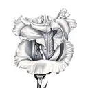 auge mit rose, die iris soll von einer hand festgehalten werden, die iris ist Zersplittert tattoo design idea