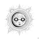 moon front of the sun with stars tattoo design idea
