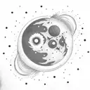 moon front of the sun with stars tattoo design idea