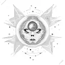 moon front of the sun with stars tattoo design idea
