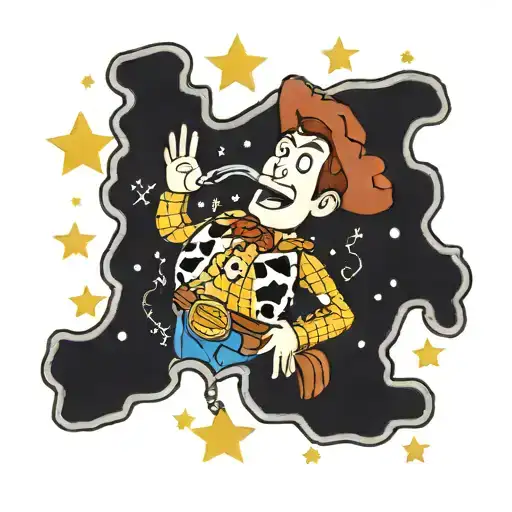 Woody from toy story spinning a disco ball tattoo design idea