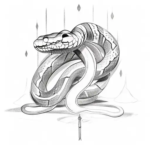 A sketch-style tattoo of a snake charmer with a hidden dagger in their hand, symbolizing the dangers of trusting others in the world of betting tattoo design idea