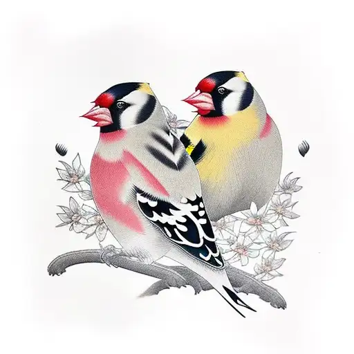 Create a traditional-style tattoo of a goldfinch perched on a Hajduk crest tattoo design idea