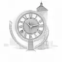 A clock tower rising from a staircase, showcasing the importance of time in the real estate industry tattoo design idea