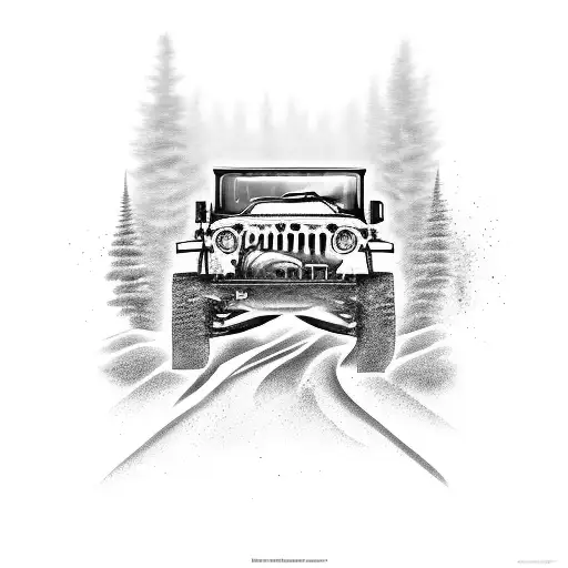 ski mask cash jeep  city  tattoo design idea