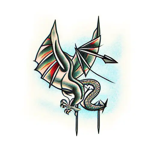 arrow with dragon  tattoo design idea